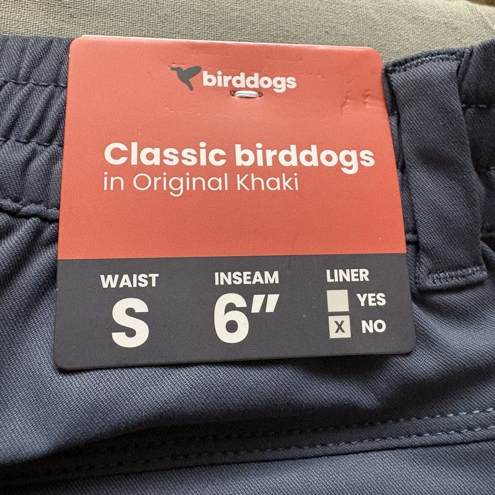 bird dogs Suburban Meyer Khaki Shorts Mens Small 6" Navy Stretch Performance NWT - Picture 7 of 12
